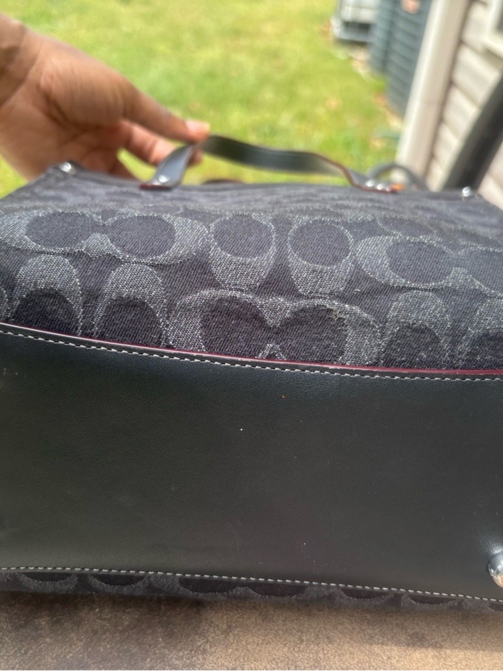 Coach Black Signature Denim Tote Bag - Picture 5 of 8